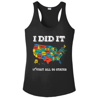 Visited All 50 States Usa Map For Travel Champion Lover Ladies PosiCharge Competitor Racerback Tank