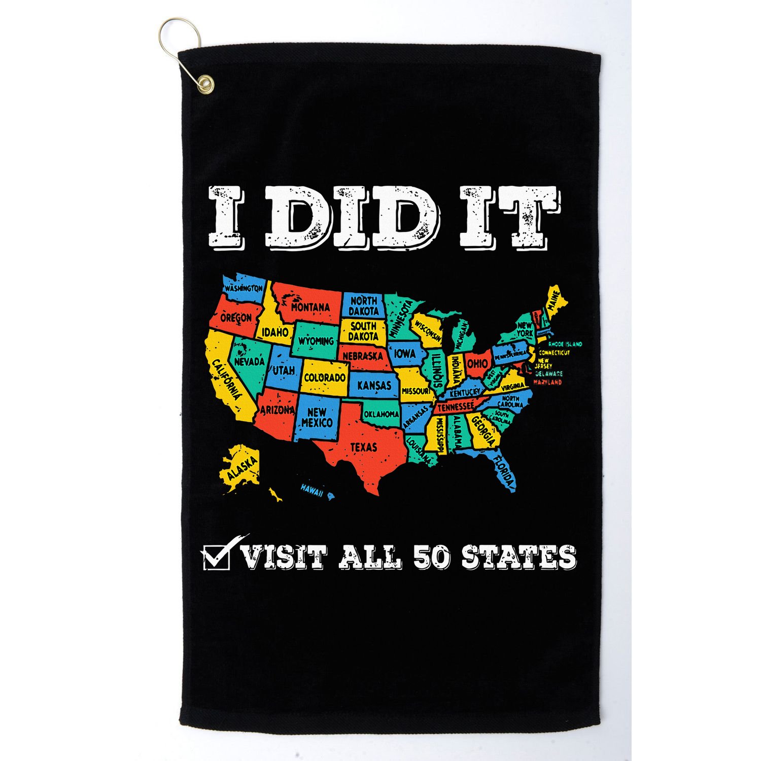 Visited All 50 States Usa Map For Travel Champion Lover Golf Towel