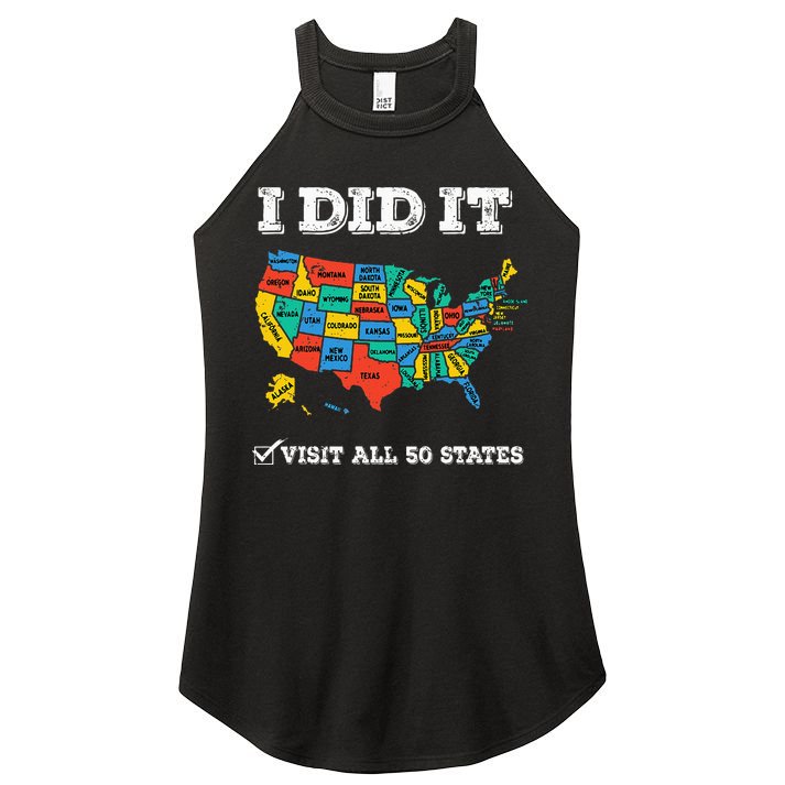 Visited All 50 States Usa Map For Travel Champion Lover Women's Perfect Tri Rocker Tank