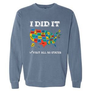 Visited All 50 States Usa Map For Travel Champion Lover Garment-Dyed Sweatshirt