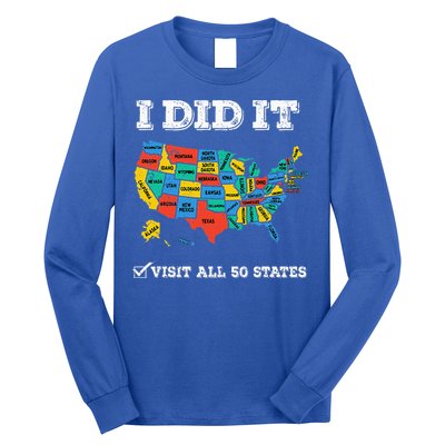 Visited All 50 States Usa Map For Travel Champion Lover Long Sleeve Shirt