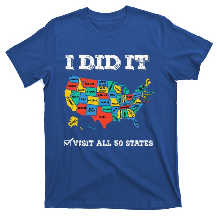 Visited All 50 States Usa Map For Travel Champion Lover T-Shirt