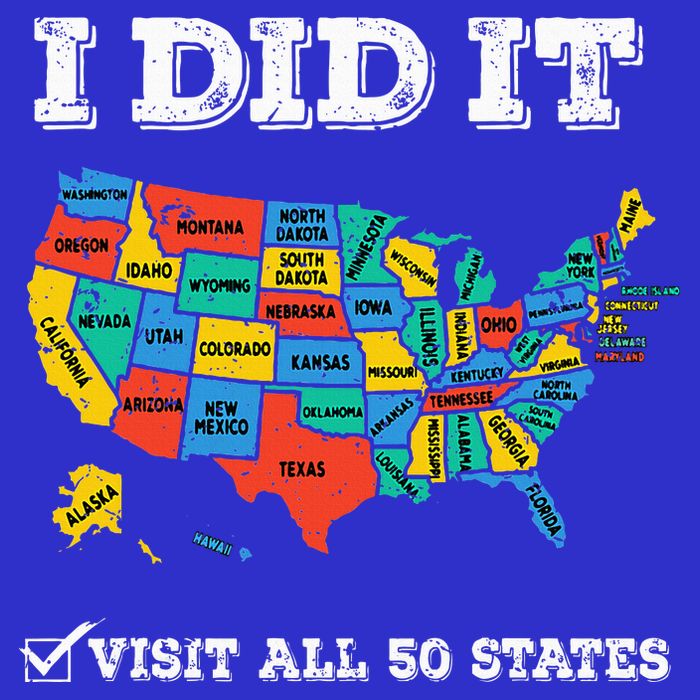 Visited All 50 States Usa Map For Travel Champion Lover Button