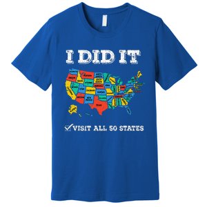 Visited All 50 States Usa Map For Travel Champion Lover Premium T-Shirt