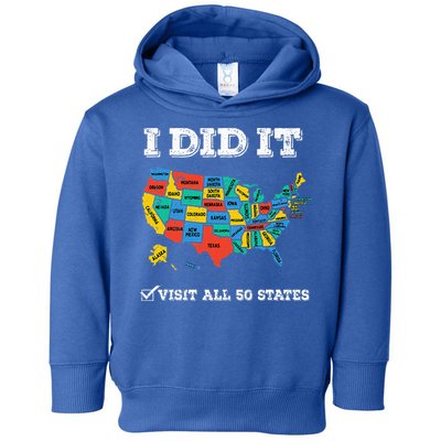 Visited All 50 States Usa Map For Travel Champion Lover Toddler Hoodie