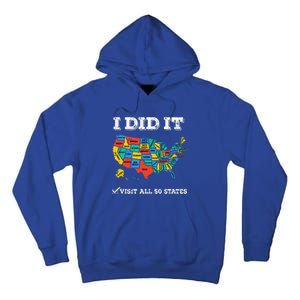 Visited All 50 States Usa Map For Travel Champion Lover Tall Hoodie