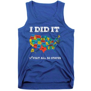 Visited All 50 States Usa Map For Travel Champion Lover Tank Top