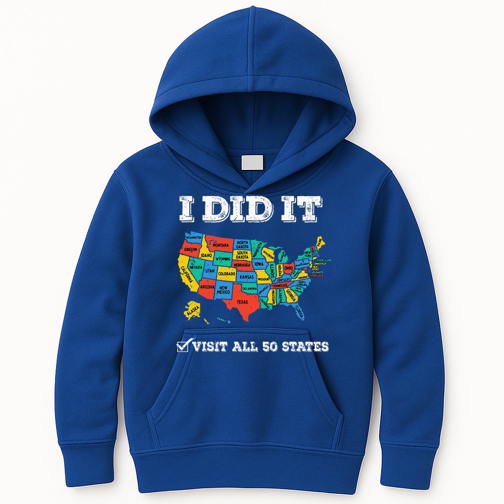Visited All 50 States Usa Map For Travel Champion Lover Kids Hoodie