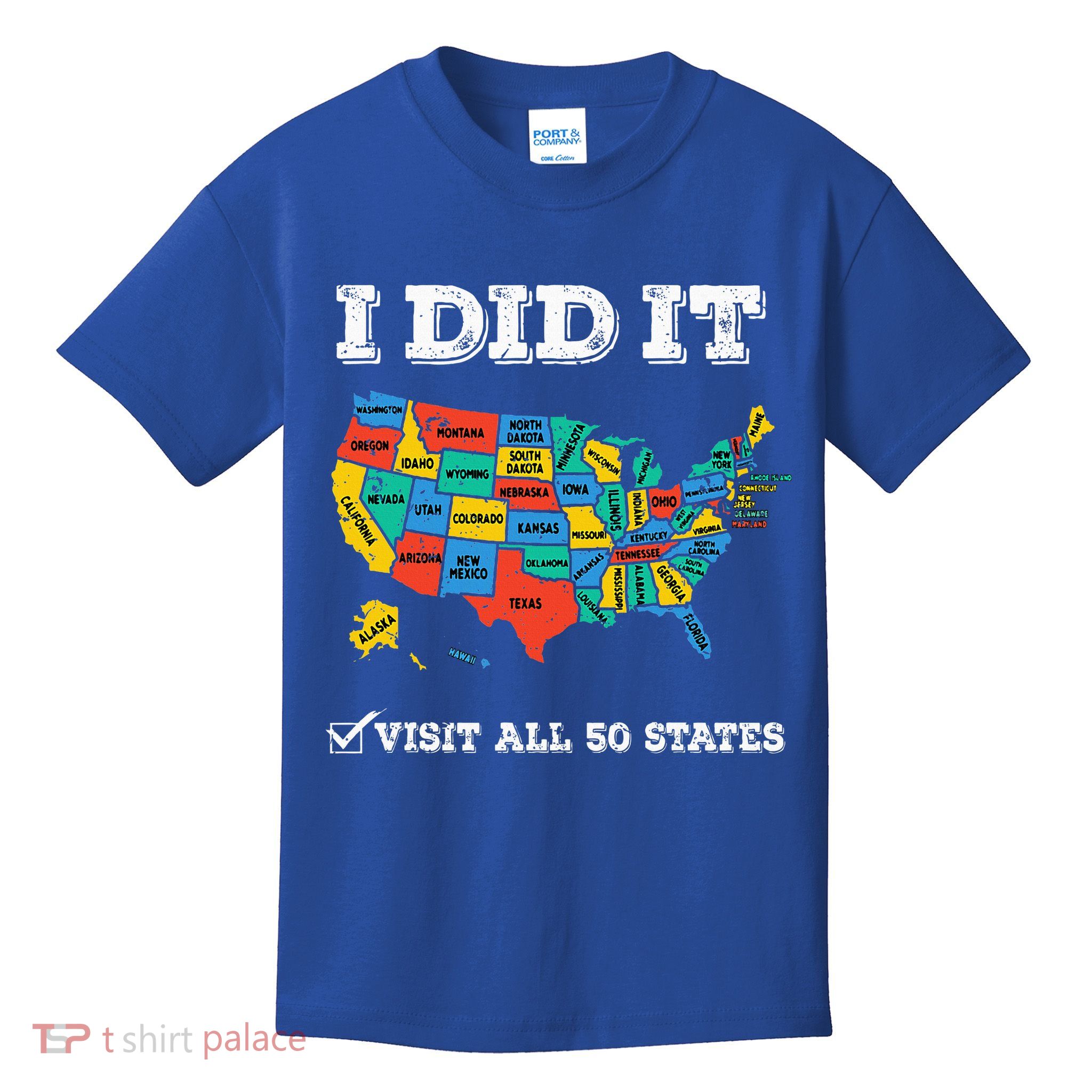 Visited All 50 States Usa Map For Travel Champion Lover Kids T-Shirt