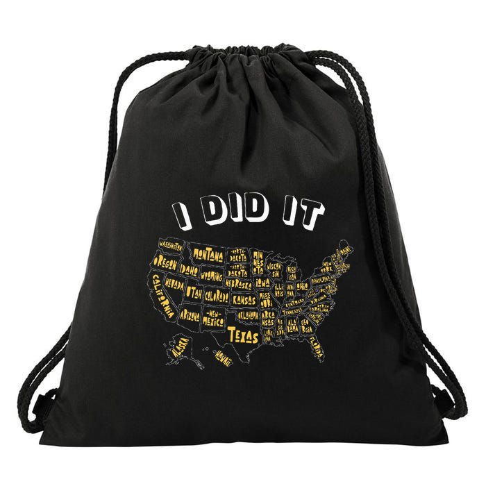 Visited All 50 Us States I Did It Souvenir Drawstring Bag