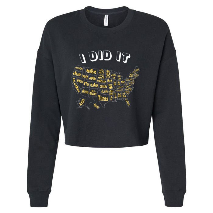 Visited All 50 Us States I Did It Souvenir Cropped Pullover Crew