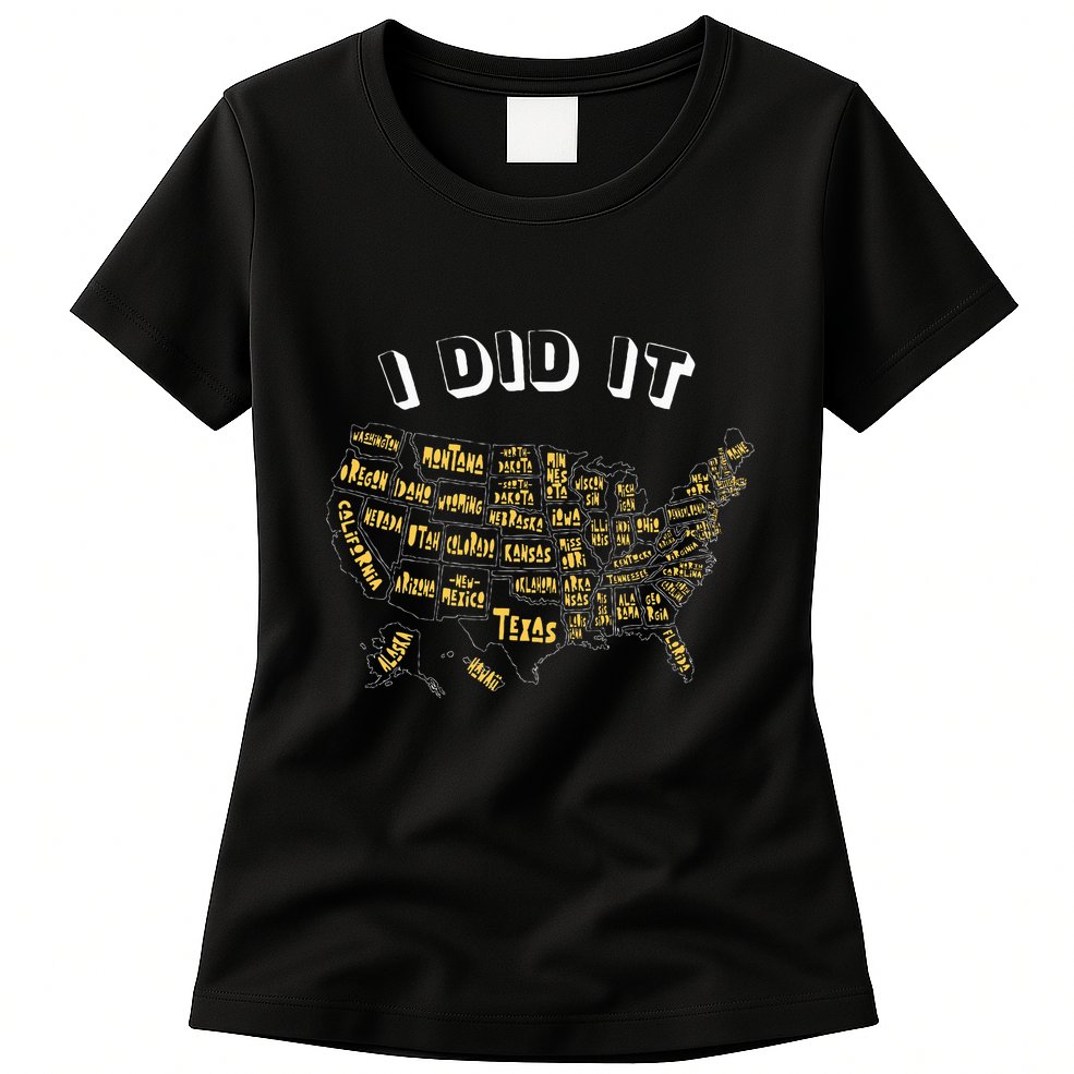 Visited All 50 Us States I Did It Souvenir Womens T-Shirt