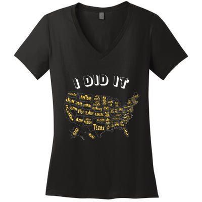 Visited All 50 Us States I Did It Souvenir Women's V-Neck T-Shirt