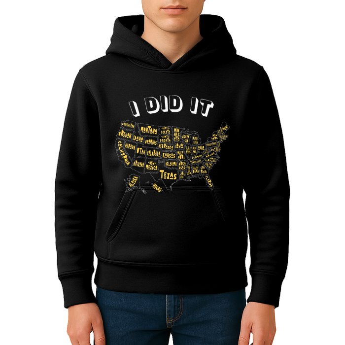 Visited All 50 Us States I Did It Souvenir Kids Hoodie