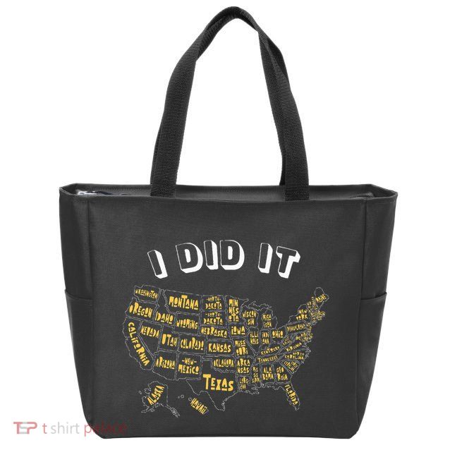Visited All 50 Us States I Did It Souvenir Zip Tote Bag