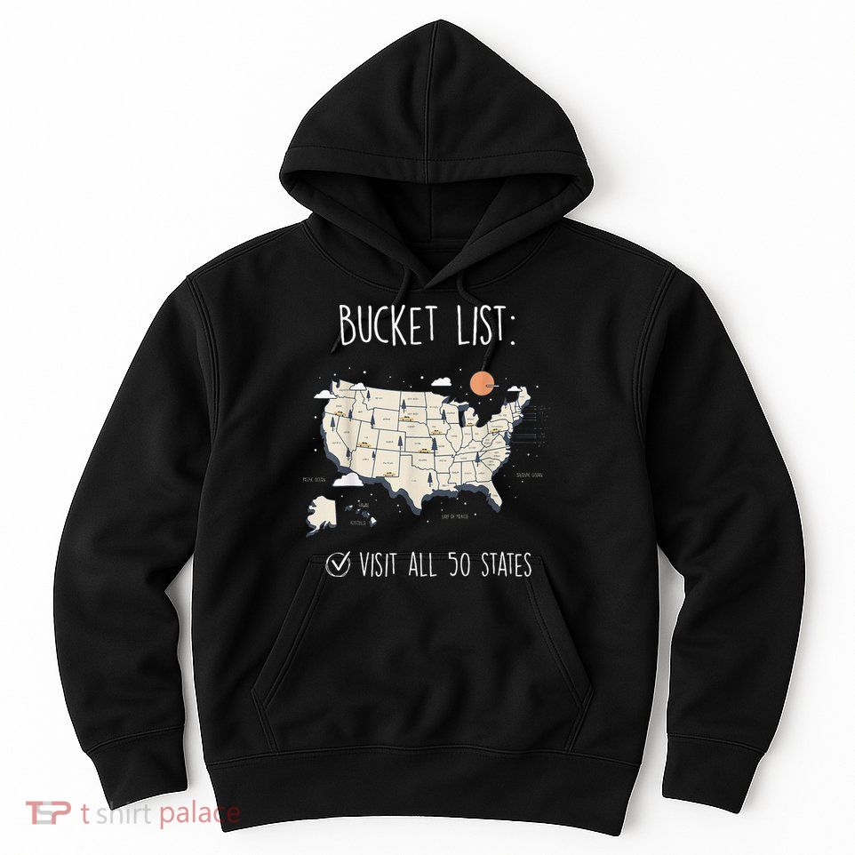 Visit All 50 States Usa Travel Map Mission Accomplished Hoodie