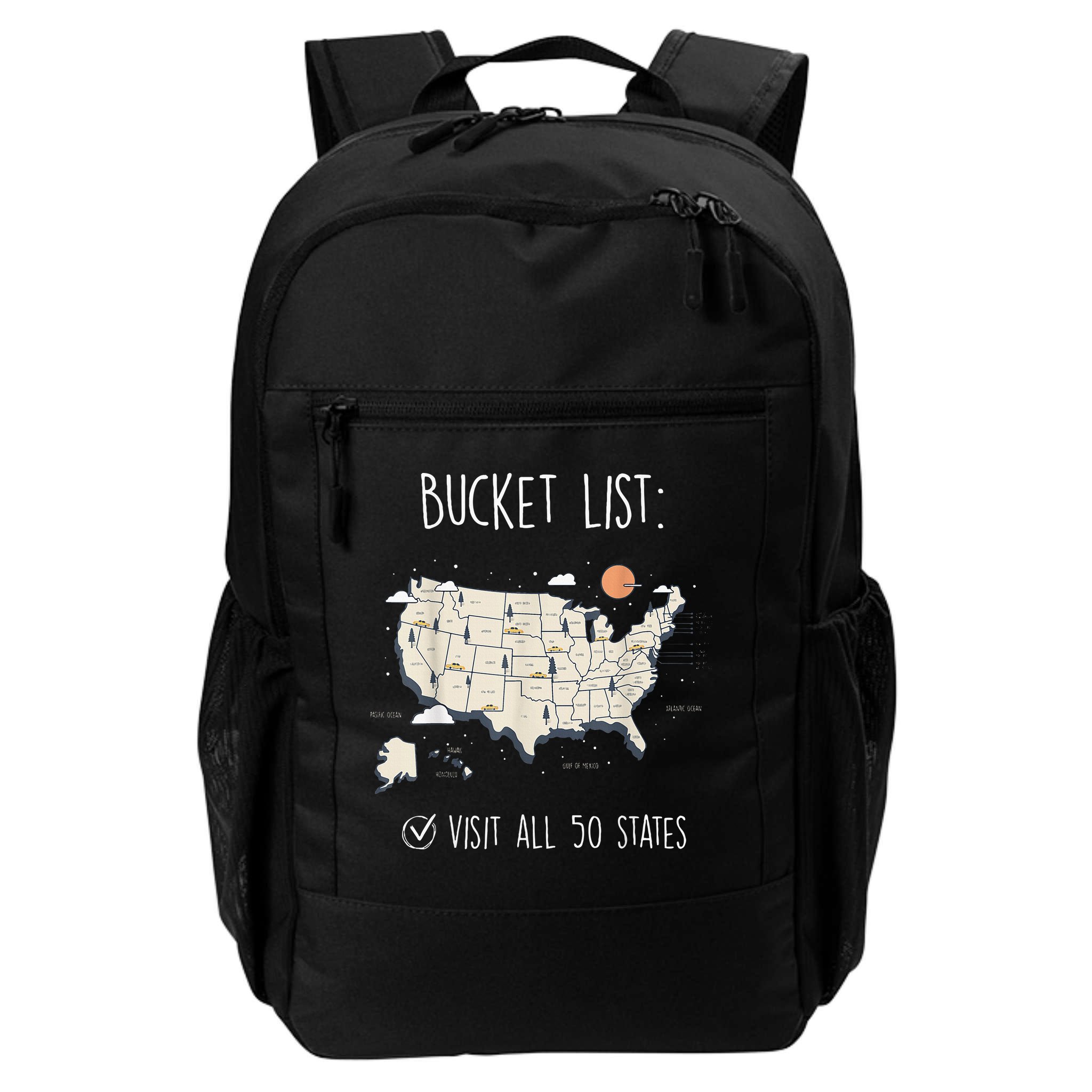 Visit All 50 States Usa Travel Map Mission Accomplished Backpack
