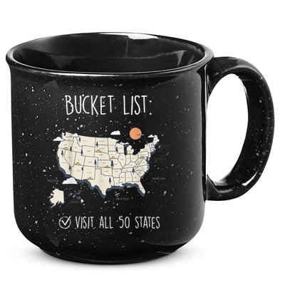 Visit All 50 States Usa Travel Map Mission Accomplished 15oz Campfire Ceramic Mug