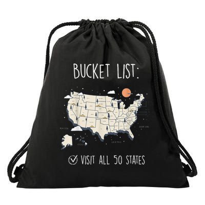 Visit All 50 States Usa Travel Map Mission Accomplished Drawstring Bag