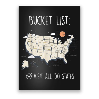 Visit All 50 States Usa Travel Map Mission Accomplished Poster
