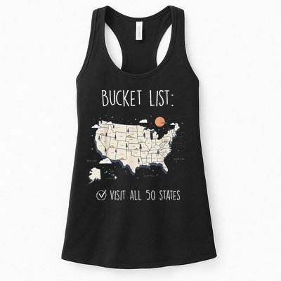 Visit All 50 States Usa Travel Map Mission Accomplished Womens Tank Top