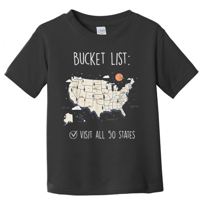 Visit All 50 States Usa Travel Map Mission Accomplished Toddler T-Shirt
