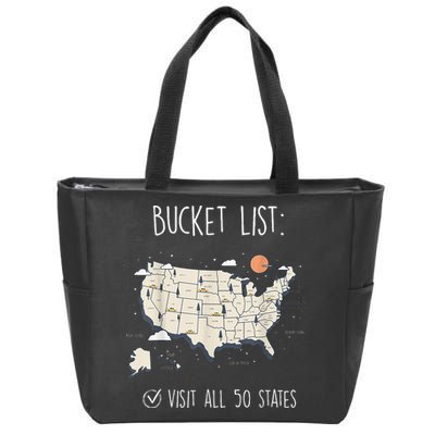 Visit All 50 States Usa Travel Map Mission Accomplished Zip Tote Bag