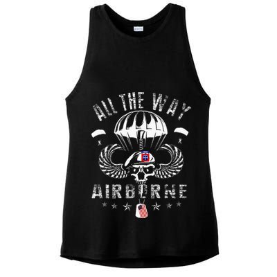 Vintage Army 82nd Airborne All The Way Skull Maroon Beret Ladies PosiCharge Tri-Blend Wicking Tank