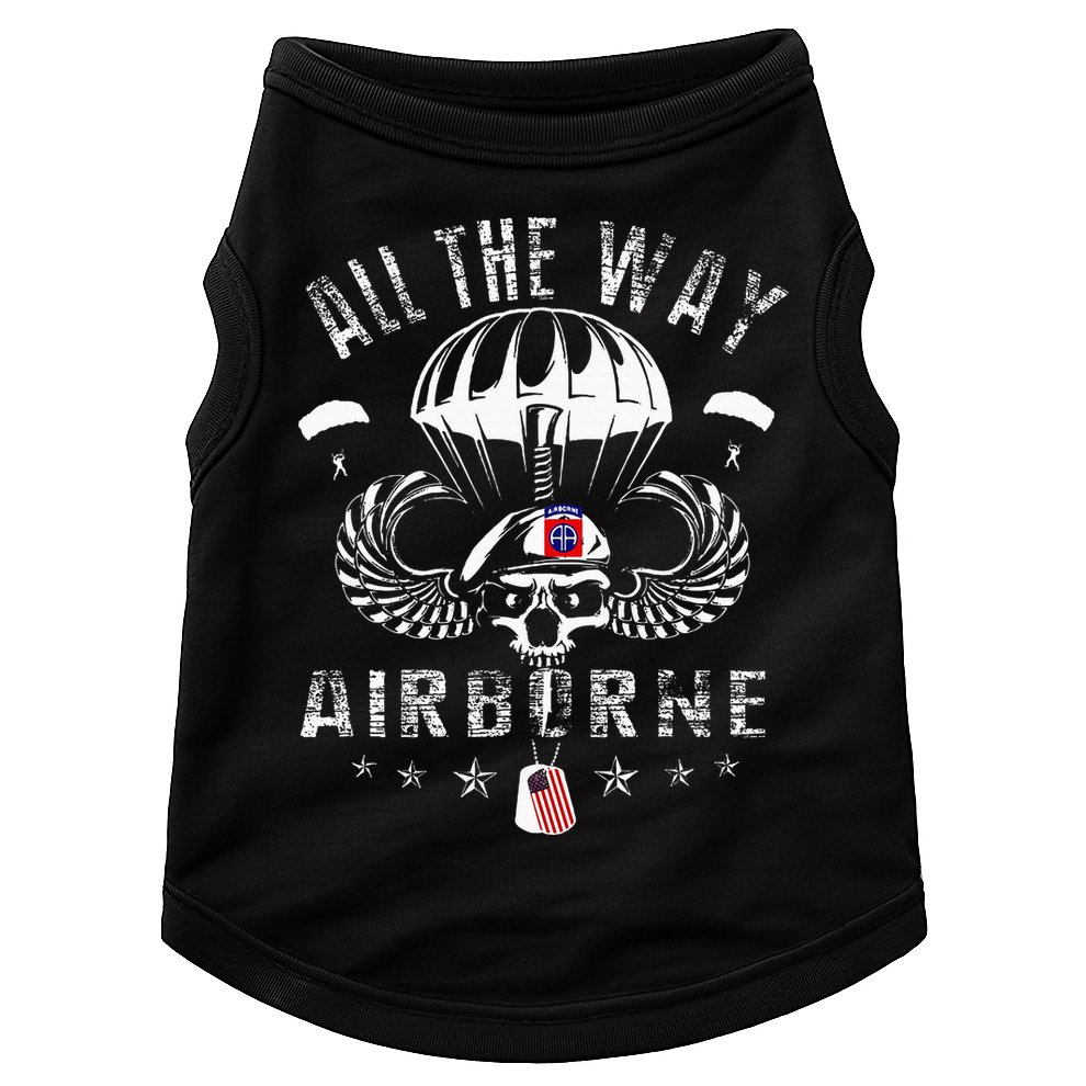 Vintage Army 82nd Airborne All The Way Skull Maroon Beret Doggie Tank