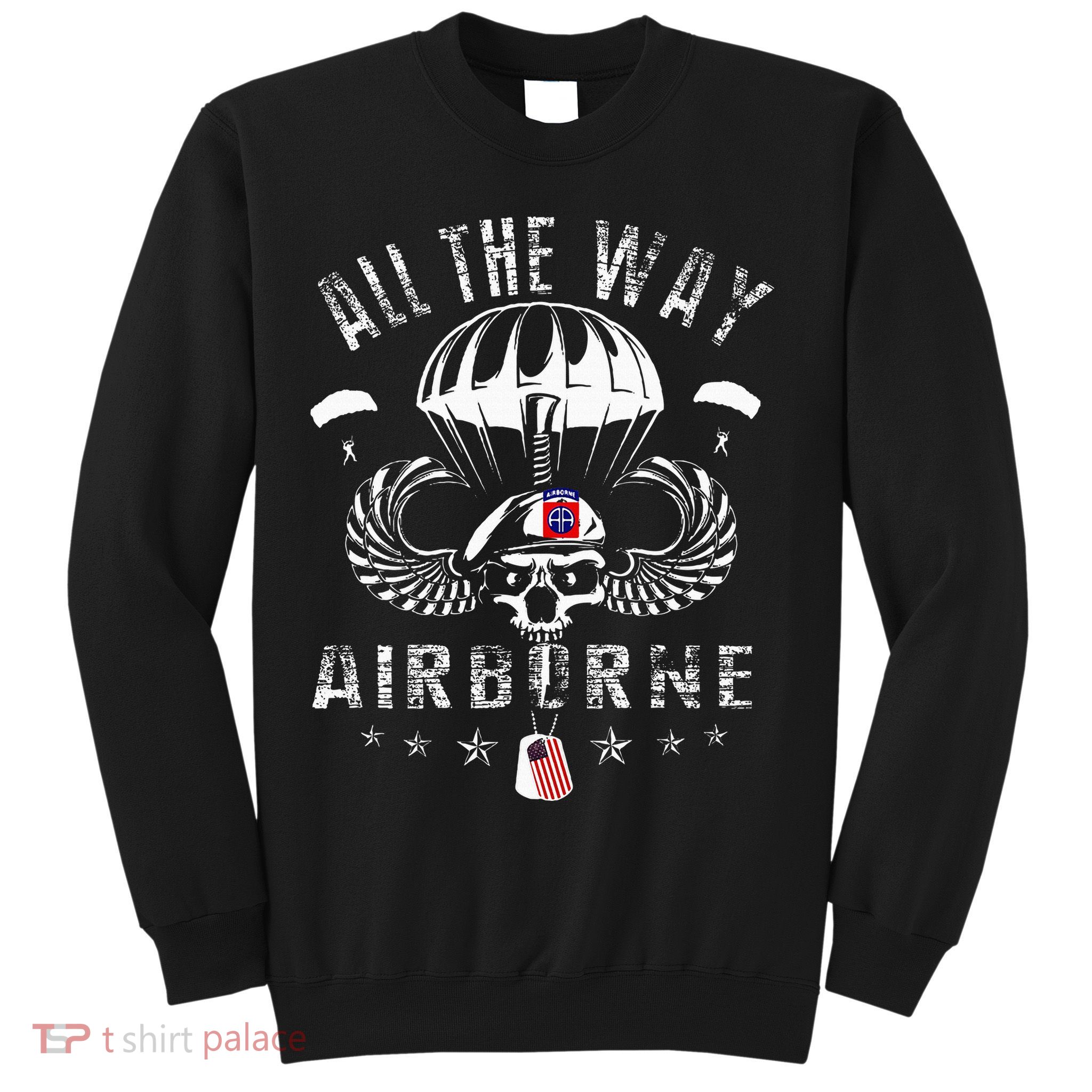 Vintage Army 82nd Airborne All The Way Skull Maroon Beret Sweatshirt