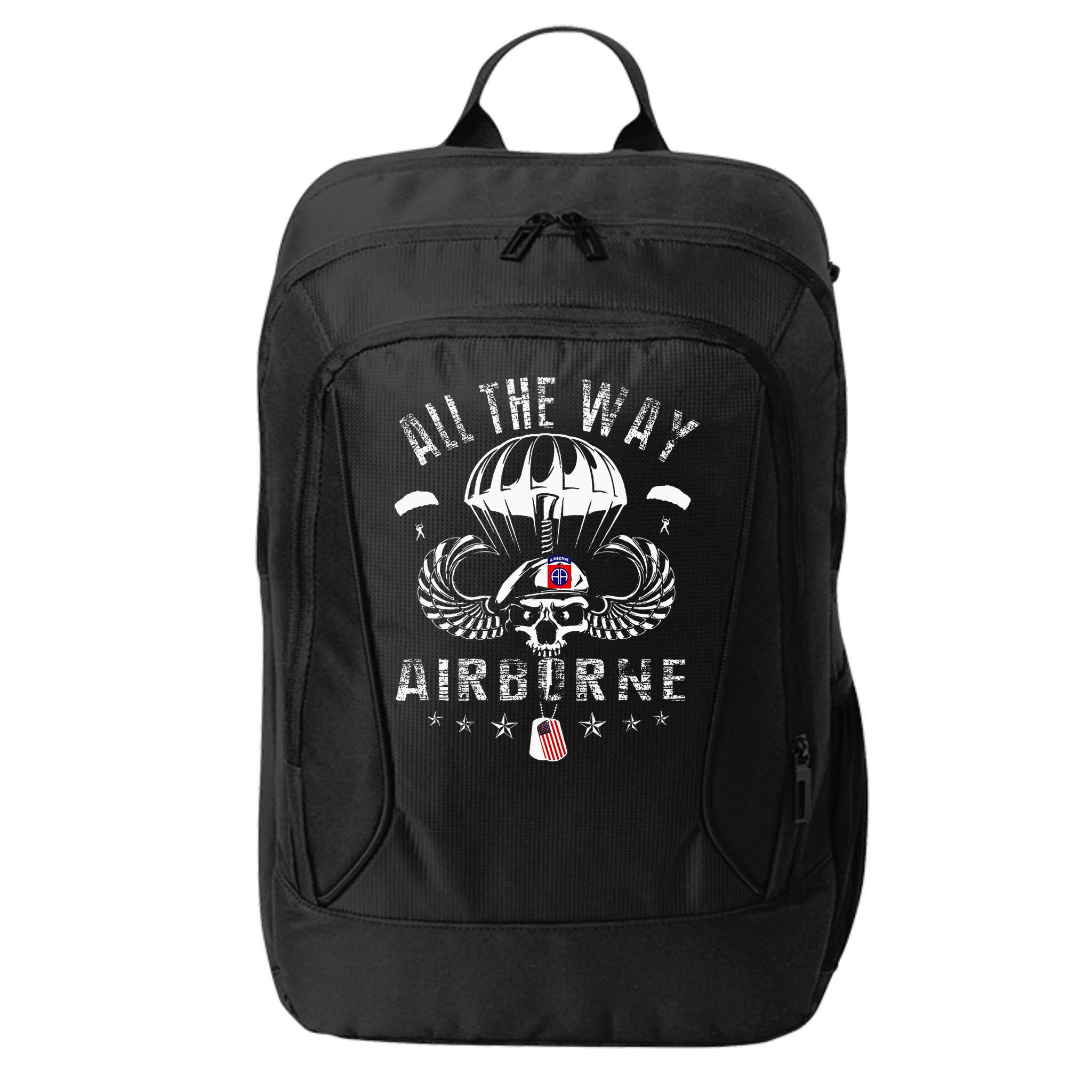 Vintage Army 82nd Airborne All The Way Skull Maroon Beret City Backpack