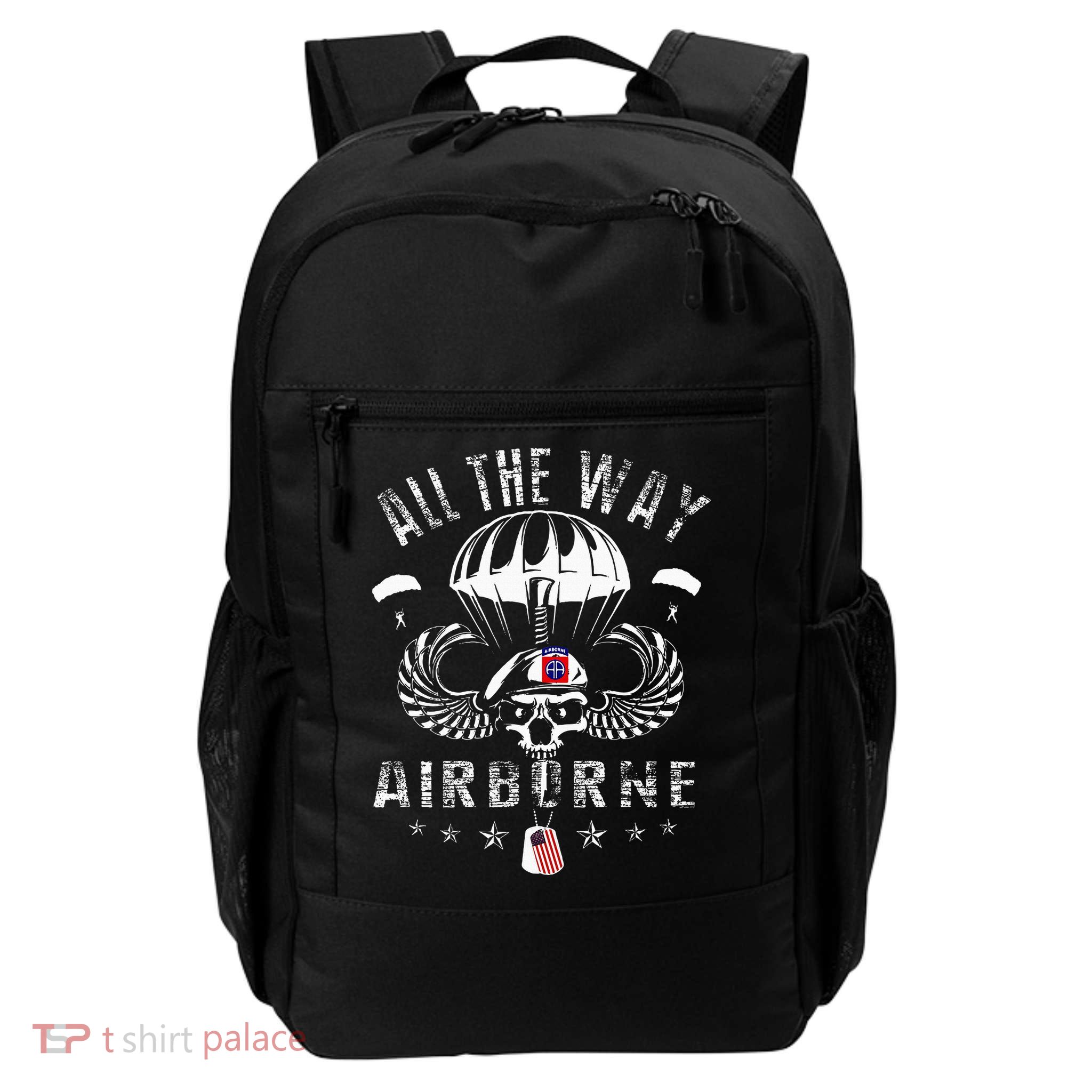 Vintage Army 82nd Airborne All The Way Skull Maroon Beret Backpack