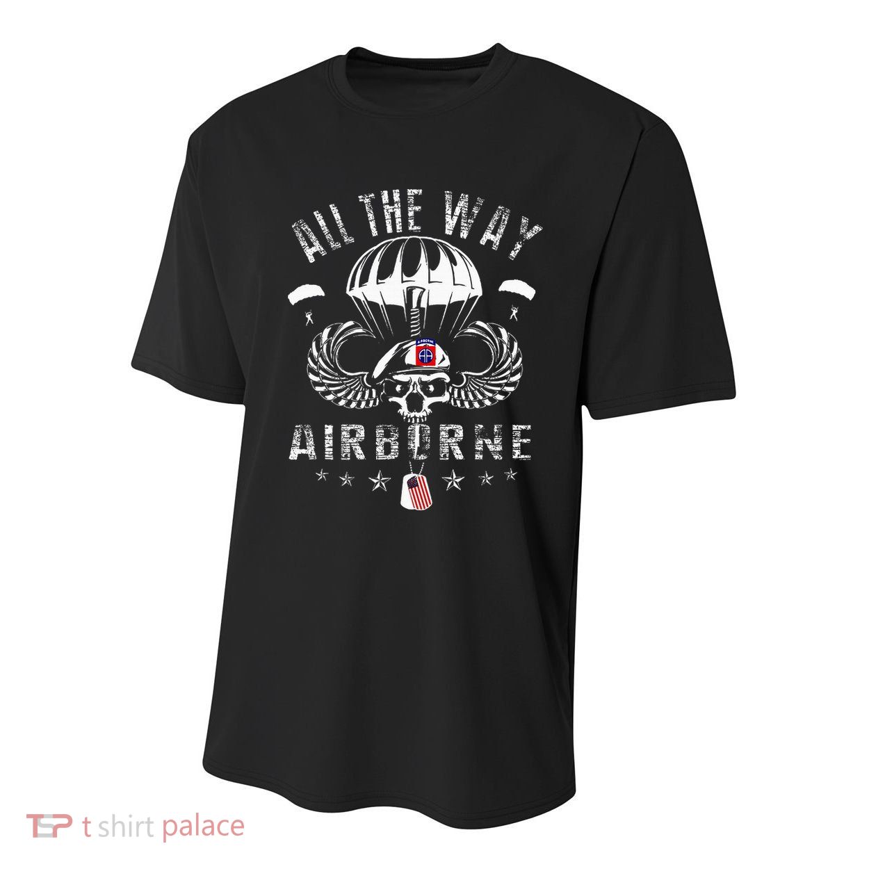 Vintage Army 82nd Airborne All The Way Skull Maroon Beret Youth Performance Sprint T-Shirt
