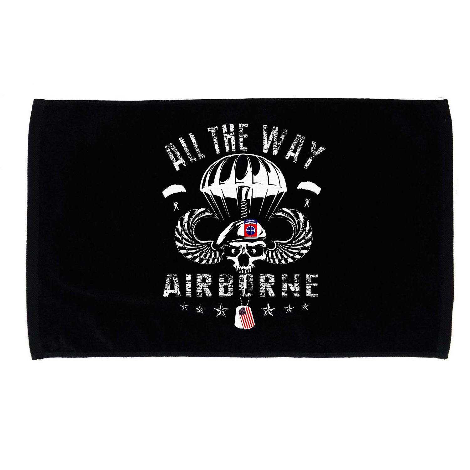 Vintage Army 82nd Airborne All The Way Skull Maroon Beret Microfiber Hand Towel