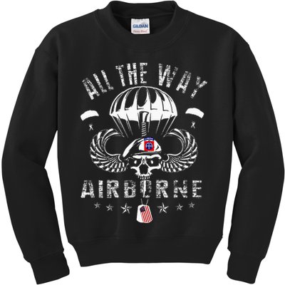 Vintage Army 82nd Airborne All The Way Skull Maroon Beret Kids Sweatshirt
