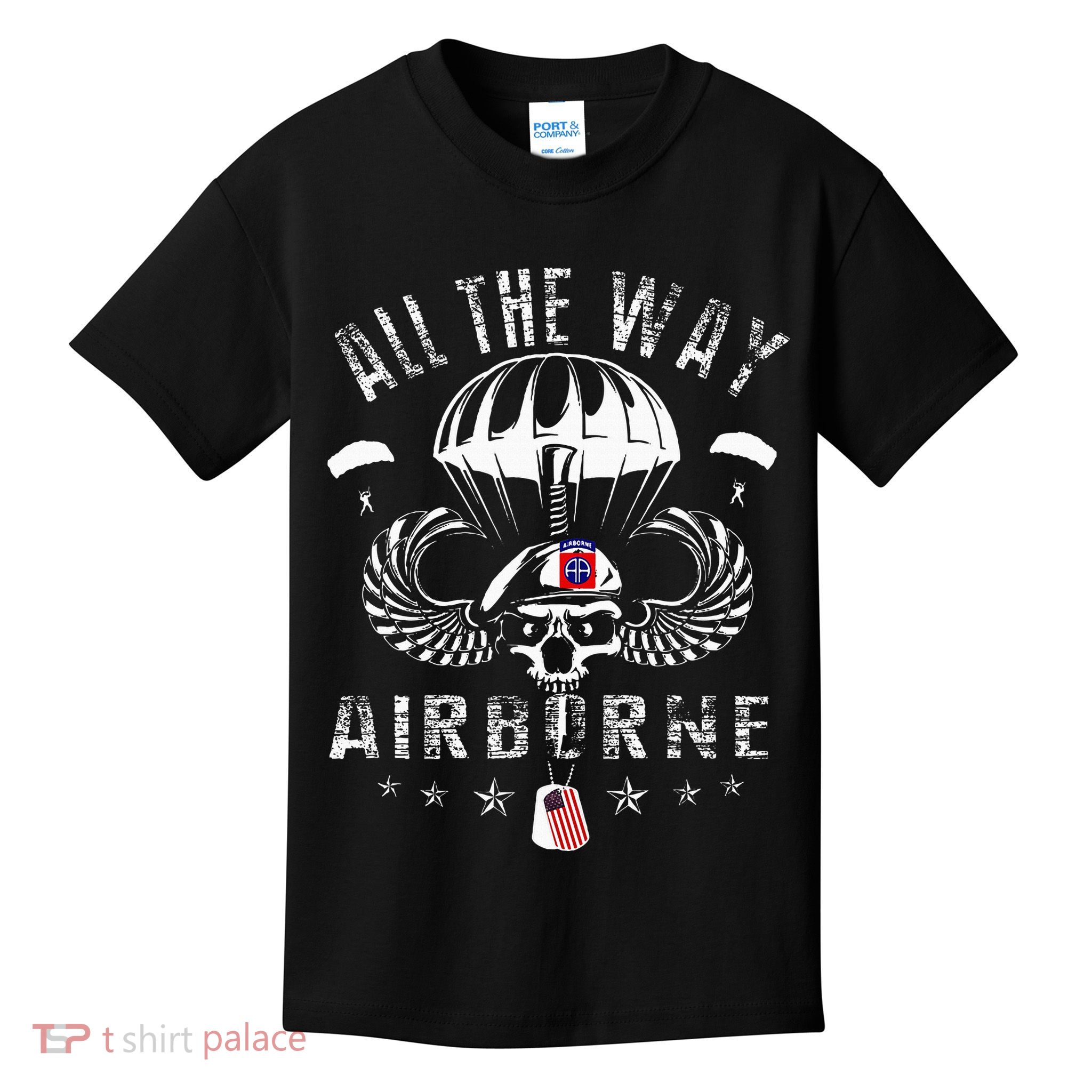 Vintage Army 82nd Airborne All The Way Skull Maroon Beret Kids T-Shirt