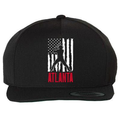 Vintage Atlanta American Flag Distressed Baseball Wool Snapback Cap