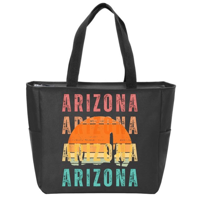 Vintage Arizona Arizona Arizona Arizona Sunset Zip Tote Bag