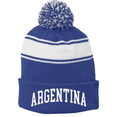 Vintage Argentina Argentinian Flag Pride Stripe Pom Pom Beanie