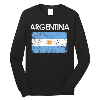 Vintage Argentina Argentinian Flag Pride Gift Long Sleeve Shirt