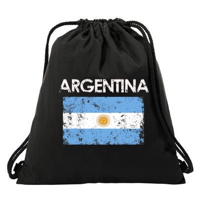 Vintage Argentina Argentinian Flag Pride Gift Drawstring Bag