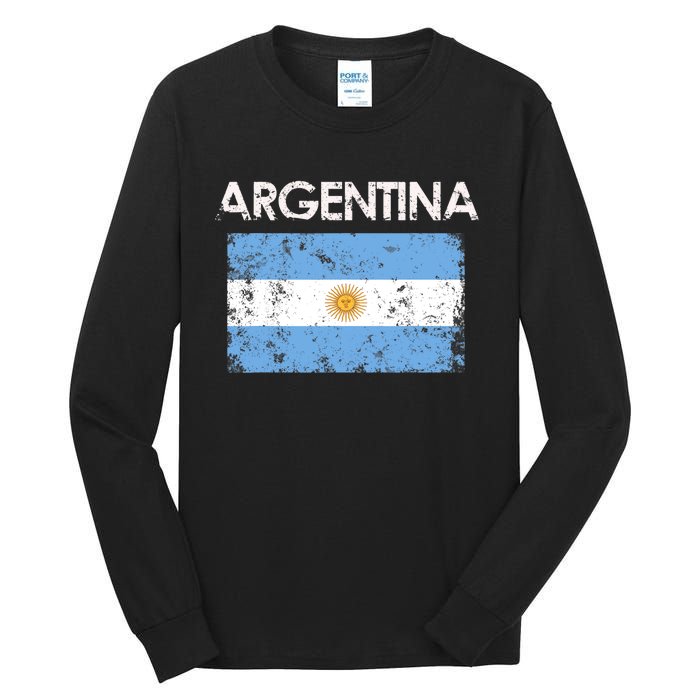 Vintage Argentina Argentinian Flag Pride Gift Tall Long Sleeve T-Shirt