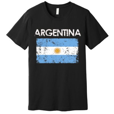 Vintage Argentina Argentinian Flag Pride Gift Premium T-Shirt