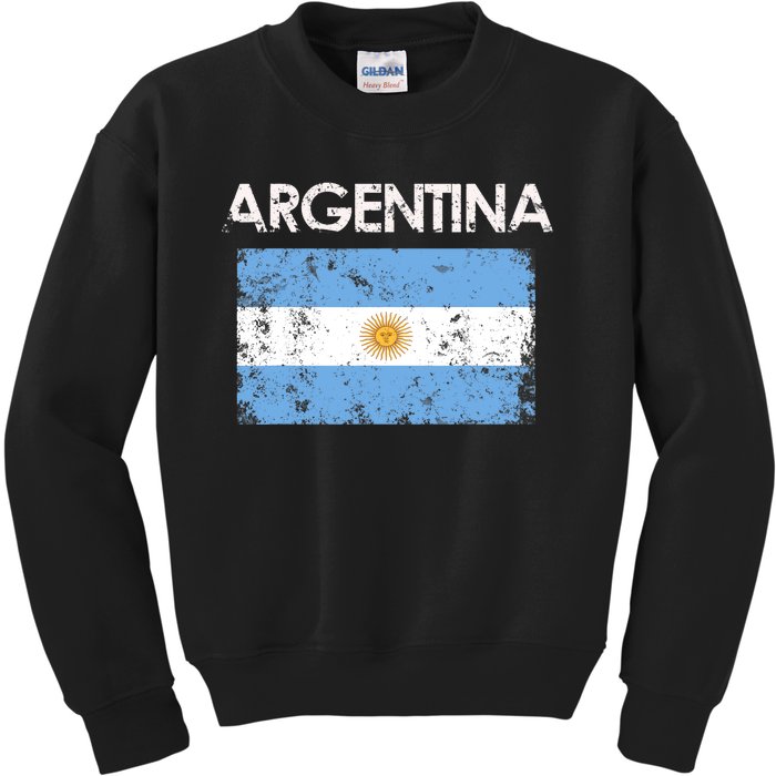 Vintage Argentina Argentinian Flag Pride Gift Kids Sweatshirt