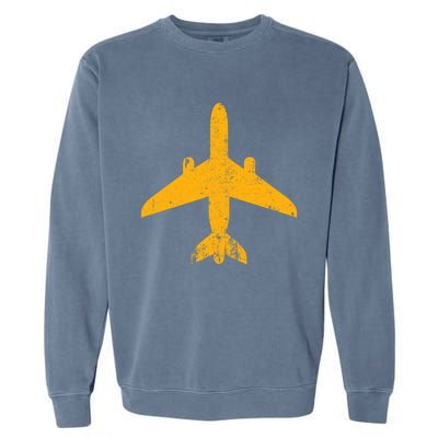 Vintage Aviation Airline Pilot Gifts Yellow Jet Airplane Garment-Dyed Sweatshirt