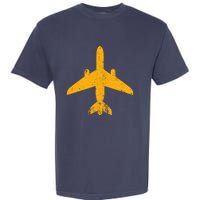 Vintage Aviation Airline Pilot Gifts Yellow Jet Airplane Garment-Dyed Heavyweight T-Shirt