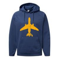 Vintage Aviation Airline Pilot Gifts Yellow Jet Airplane Performance Fleece Hoodie