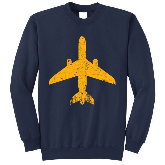 Vintage Aviation Airline Pilot Gifts Yellow Jet Airplane Sweatshirt