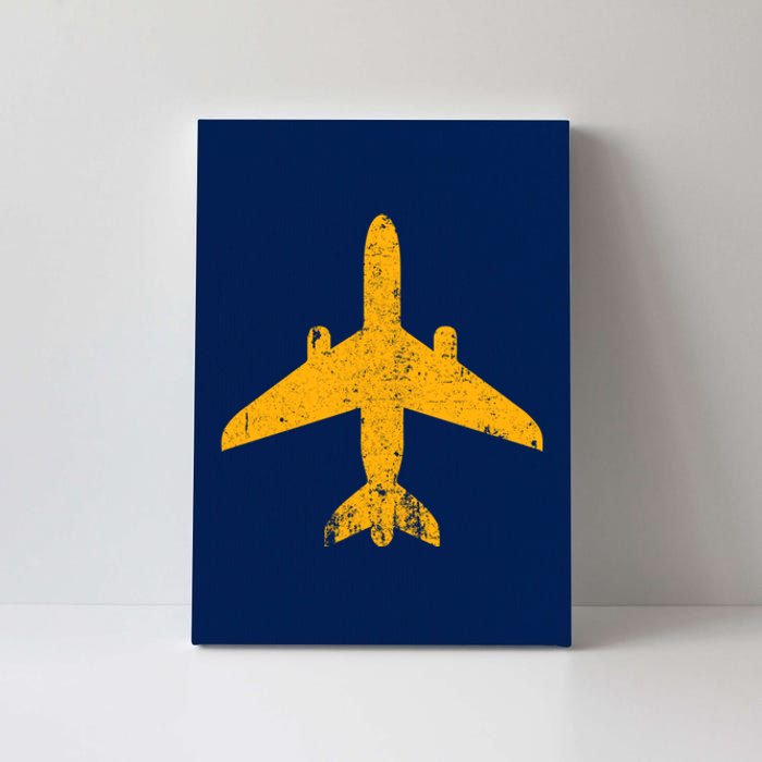 Vintage Aviation Airline Pilot Gifts Yellow Jet Airplane Canvas