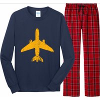 Vintage Aviation Airline Pilot Gifts Yellow Jet Airplane Long Sleeve Pajama Set